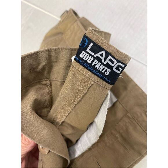 LA Police Gear BDU Uniform Pants‎ Mens L Rip Stop Tan Beige Cargo Pockets - Picture 2 of 12